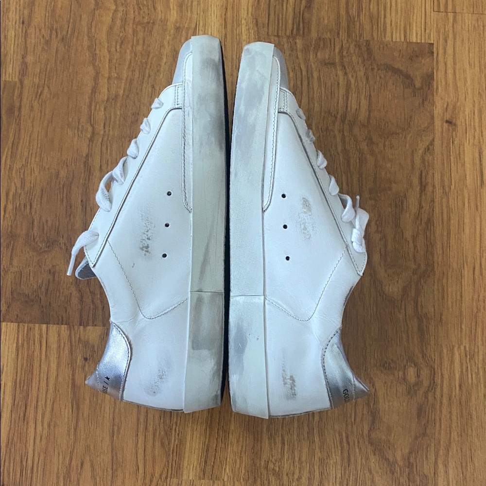 BNWT Golden Goose Superstar Sneakers white/olive green/silver - Picture 9 of 16